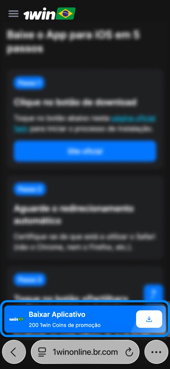 Acesse a página oficial da 1win e inicie a instalação para jogar com praticidade diretamente no iPhone.
