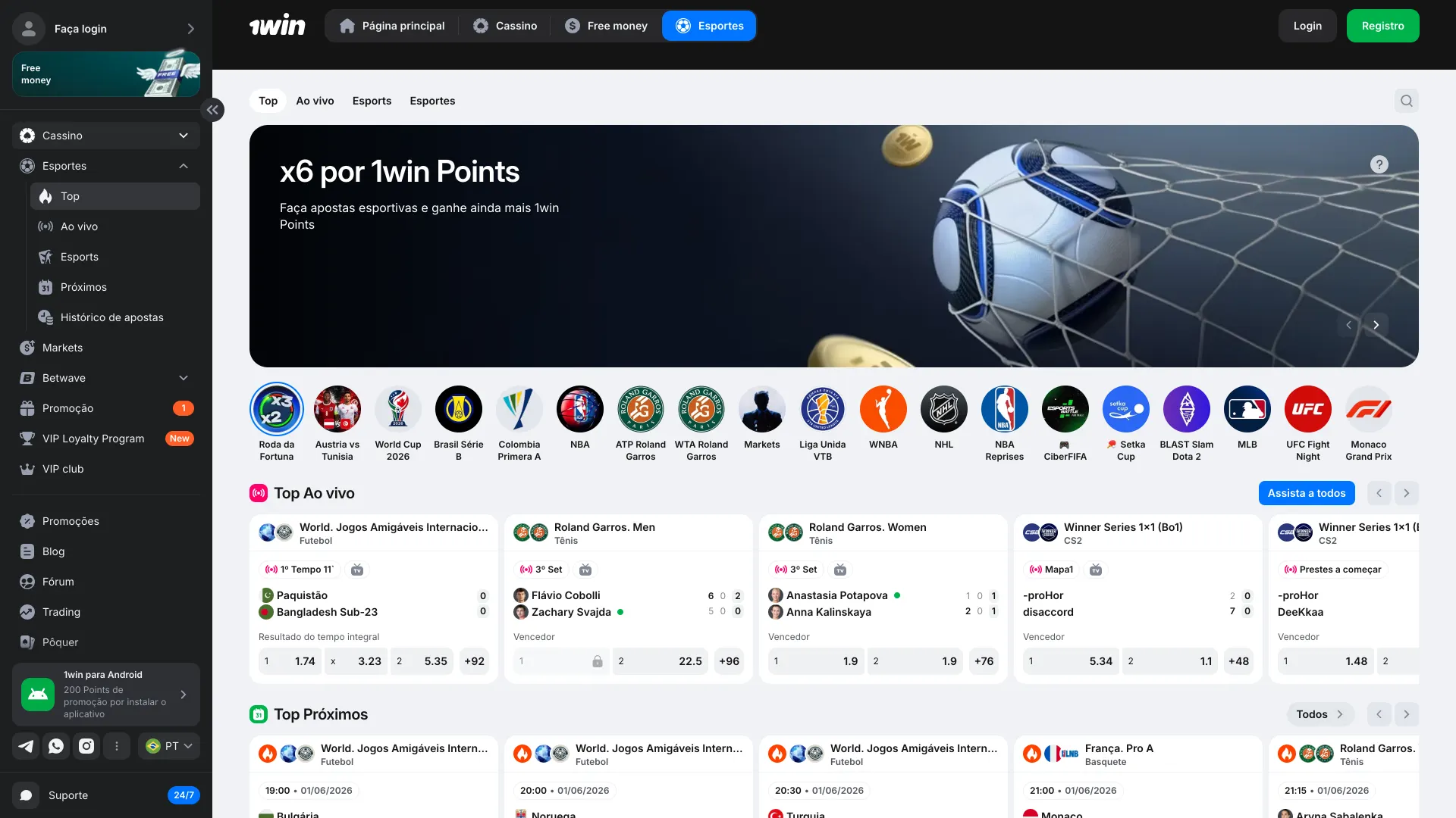 Explore os esportes da 1win e acompanhe partidas com mercados atualizados.