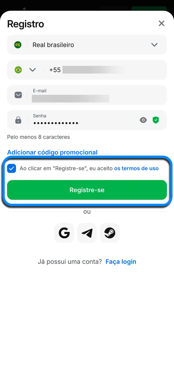 Valide seu registro na 1win para liberar todos os recursos da conta.
